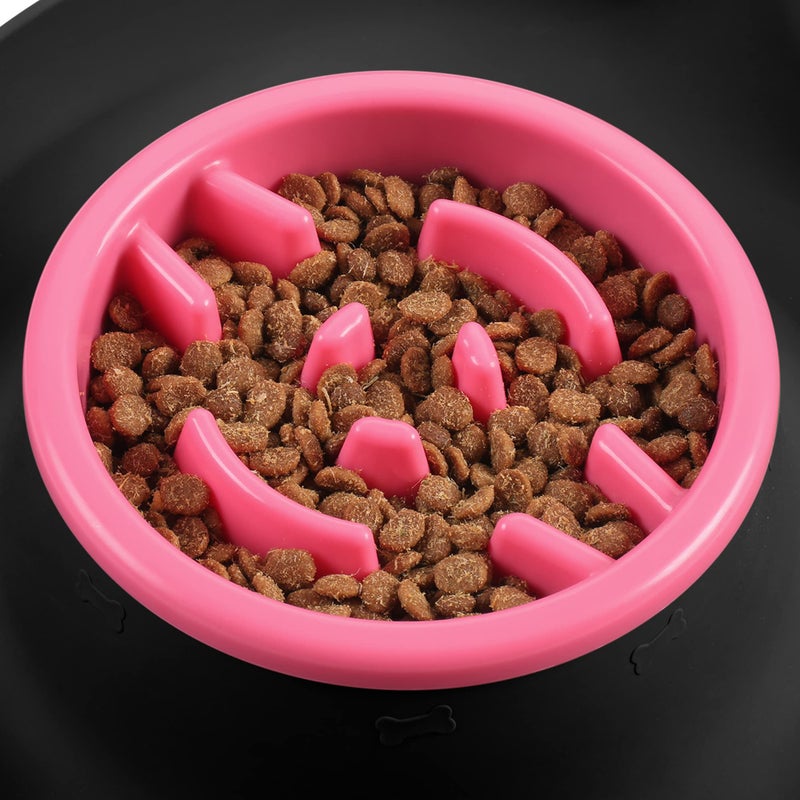Yacee 100% Waterproof BPA Free Pet Dog Bowls2 Stainless Steelï¼ˆ53oz+27ozï¼‰ with 1.35â€œ Raised Edge Silicone Mat + Slow Feed Dog Water and Food Bowls for Feeding Small Large Dogs Cats Puppies (Black) - Image 5